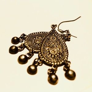 3/$15 Silver Textured Teardrop Chandelier Earrings